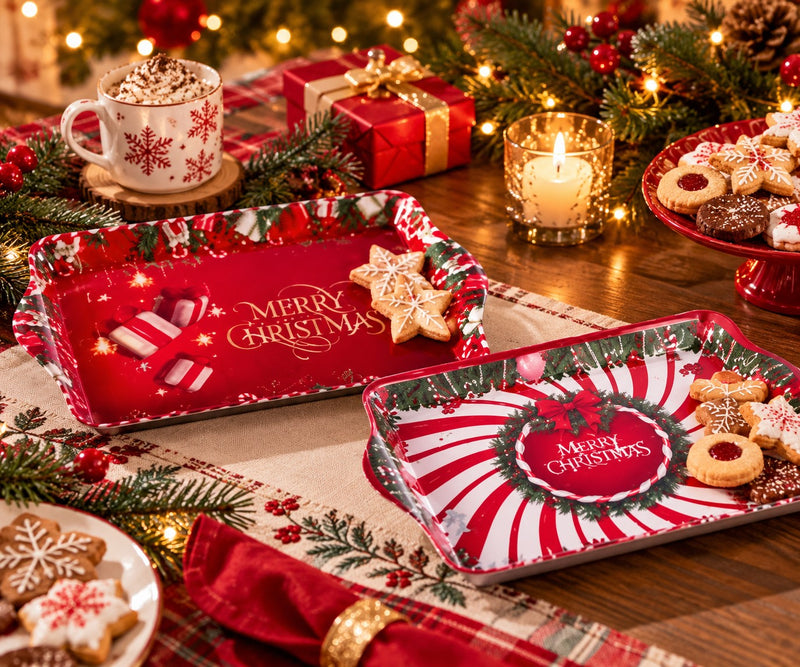 Ad Trend Vassoio Rettangolare Natalizio in Melamina Assortito 21x15 cm 1 Pz – Decorazione Tavola di Natale
