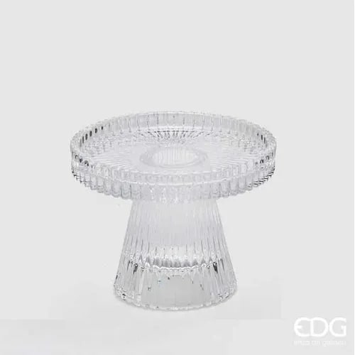 EDG Enzo De Gasperi Portacandela Cono Righe H 7,5 Cm D 9,8 Cm Natural Trasparente