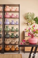 EDG Enzo De Gasperi Round Vase with Neck H 15 Cm D 16 Cm Waterproof Light Yellow 