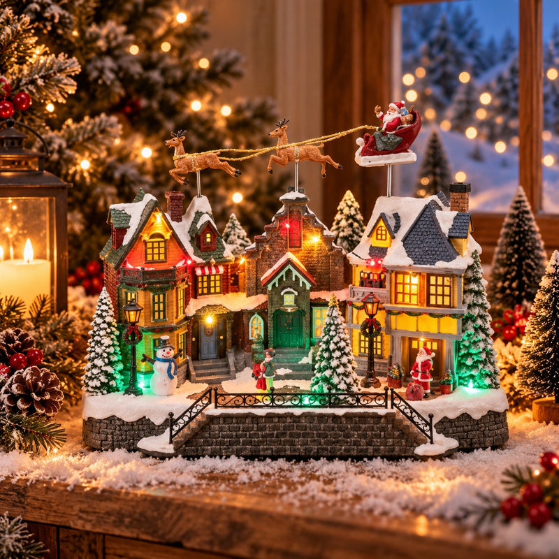 Ad Trend Paesaggio Invernale Natalizio con LED 39x20xH33 cm – Decorazione di Natale