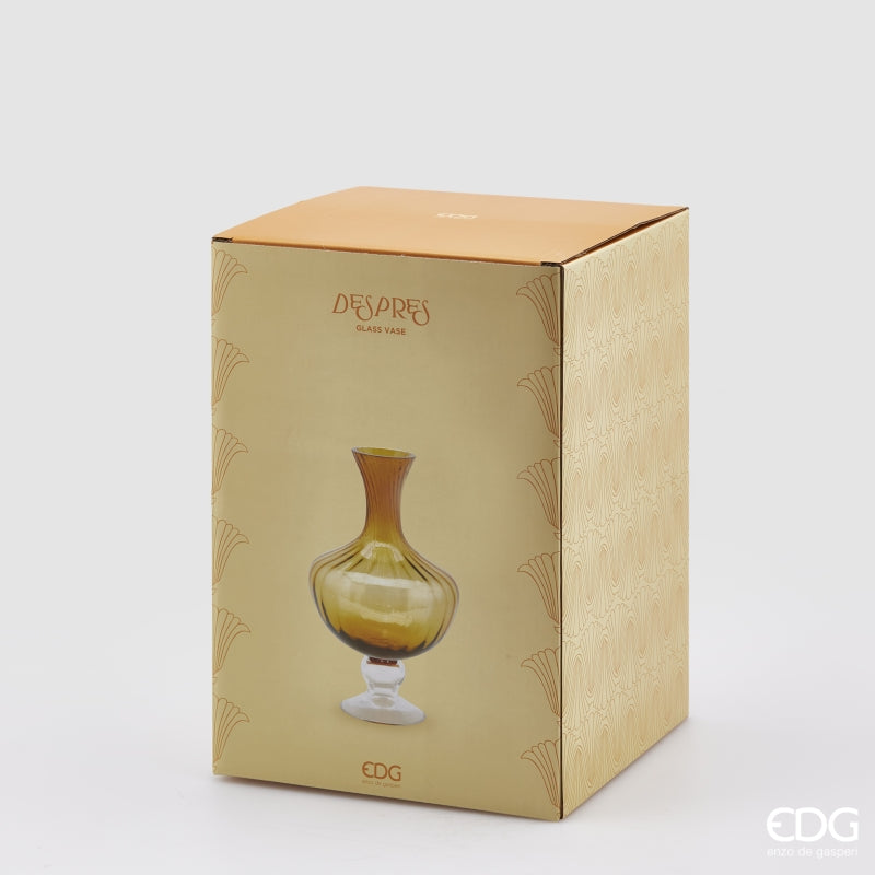 EDG Enzo De Gasperi Vaso Anfora Righe H 30 Cm D 20 Cm Scatola Regalo Amber