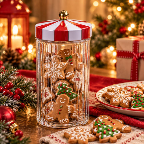 Ad Trend Barattolo Natalizio in Vetro e Latta H24,5 Ø11 cm – Contenitore Decorativo di Natale