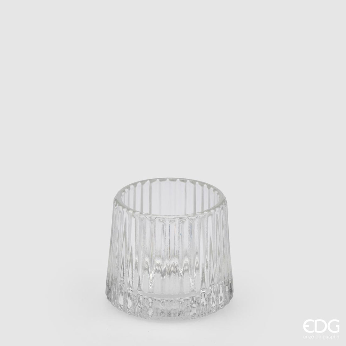 EDG Enzo De Gasperi Portacandela Righe H 7 Cm D 8 Cm Natural Trasparente