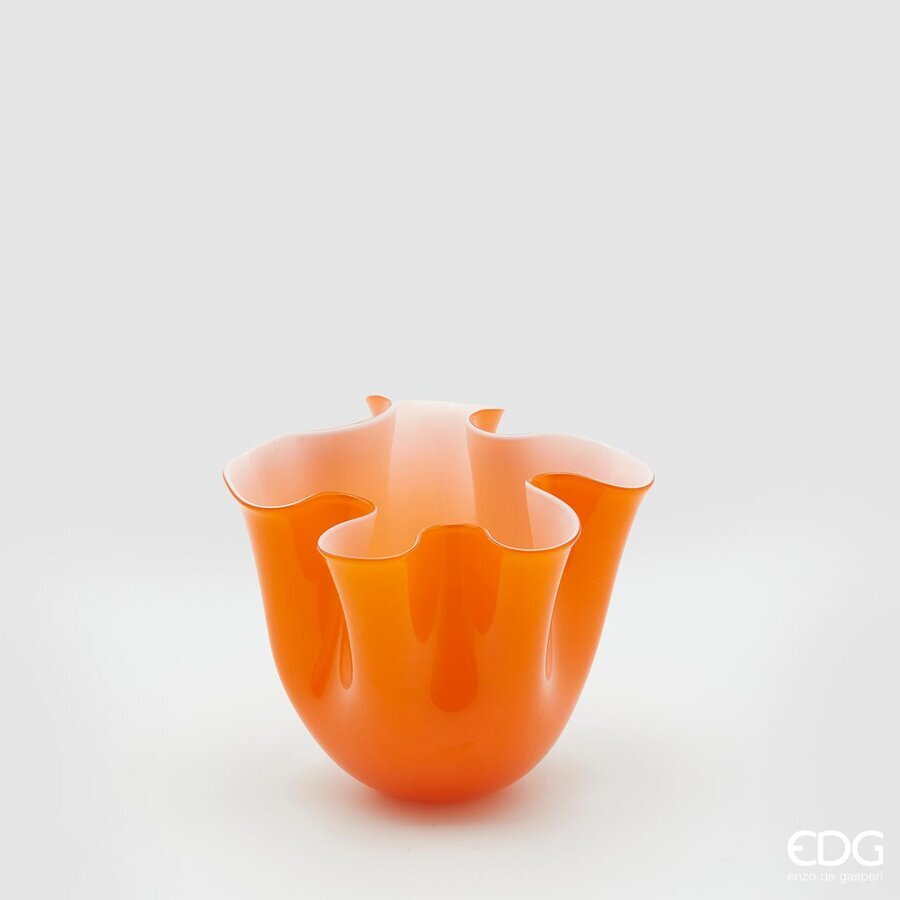 edg enzo de gasperi edg enzo de gasperi vaso drappo vetro h 14 cm d 17 cm orange ean 8056372055287