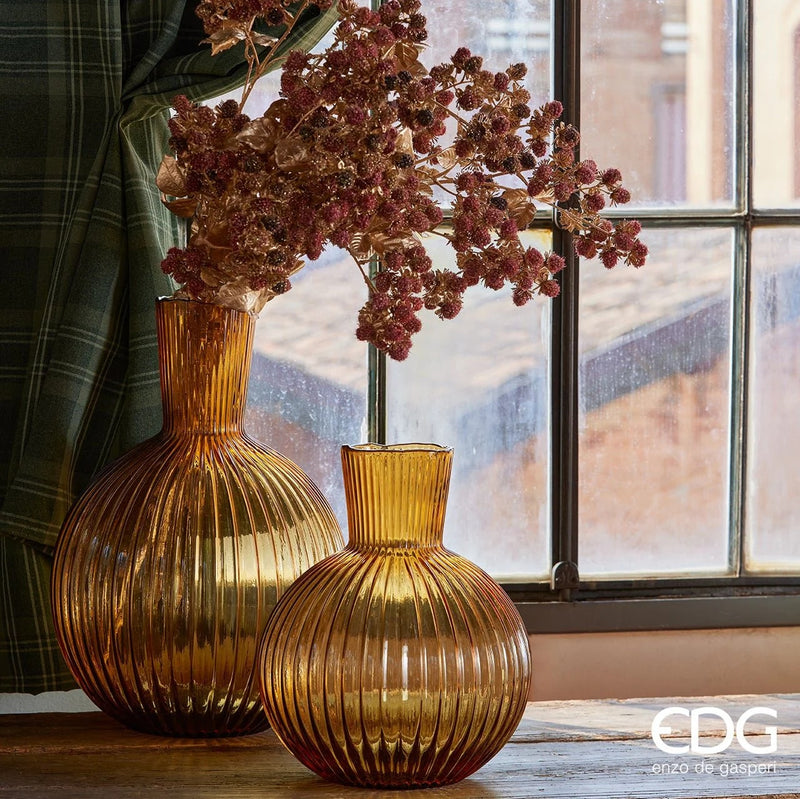 EDG Enzo De Gasperi Vaso Ampolla H 35 Cm D 29 Cm Ambra