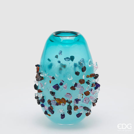 edg enzo de gasperi edg enzo de gasperi vaso gemme ovale h 29 cm l 21 cm l 17 cm vetro turquoise ean 8059824484598
