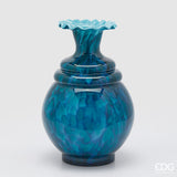 EDG Enzo De Gasperi Vaso Macula Bottiglia H 37,5 Cm D 25,5 Cm Vetro Blue