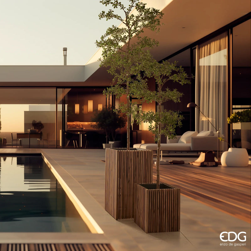 edg enzo de gasperi edg enzo de gasperi vaso listelli qudrato legno di acacia grey 50 x 42 x 42 cm