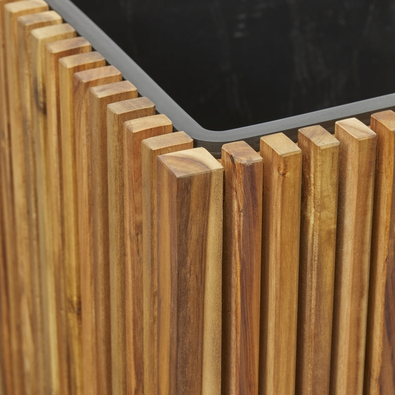 Spetebo Vaso Rettangolare In Legno 25x18x17 Cm – Con Rivestimento Protettivo, Per Piante E Erbe - 5
