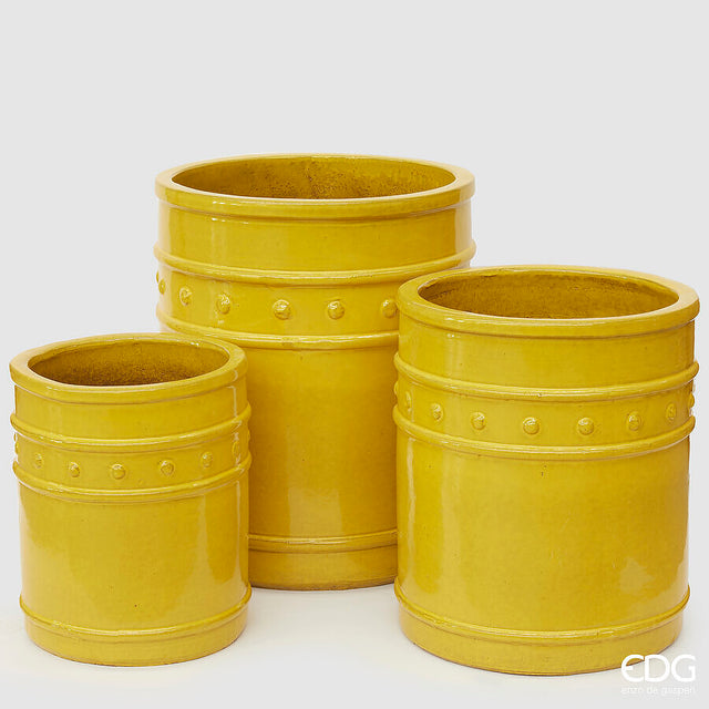 edg enzo de gasperi set 3 pz vaso atlas capri cilindro h 60 cm h 50 cm h 40 cm yellow waterproof ean 8059824486523