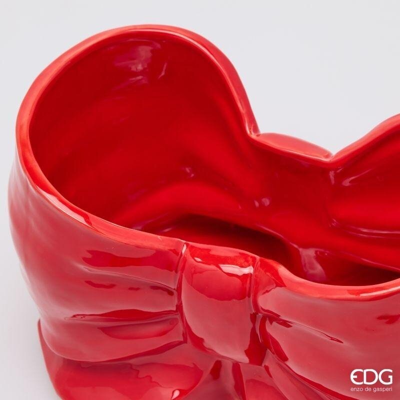 EDG Enzo De Gasperi Vaso Fiocco Rosso H.21 Ceramica Decorazione Natale