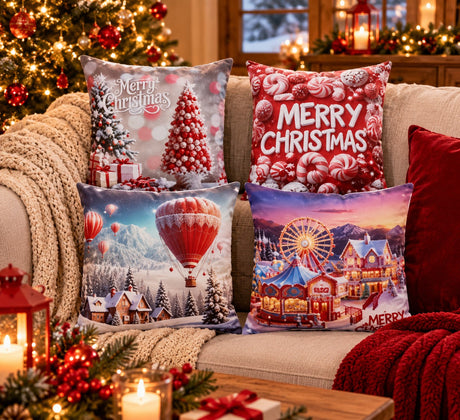 Ad Trend Cuscino Natalizio Decorativo in Tessuto Assortito 45x45 cm 1 Pz – Accessorio d'Arredo per Divano e Casa di Natale