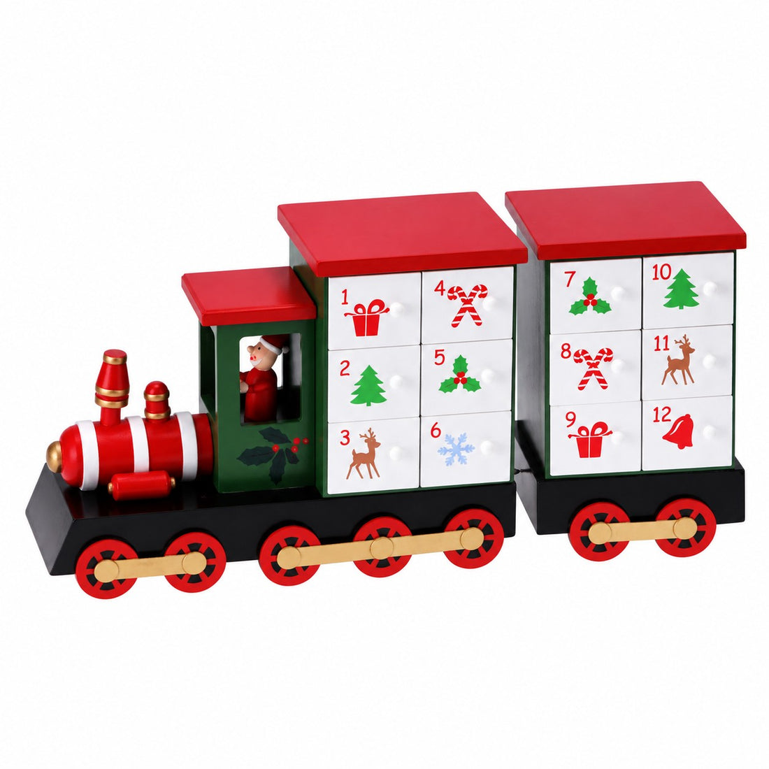 Ad Trend Calendario dell’Avvento a Forma di Locomotiva Natalizia 40x11xH19 cm – Decorazione di Natale