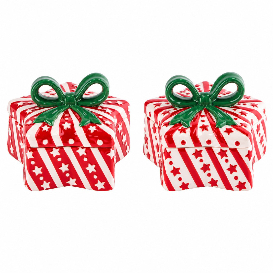 Ad Trend Scatola Natalizia a Forma di Pacco Stella Ass. 19x19xH15 cm 1 Pz – Confezione Regalo di Natale