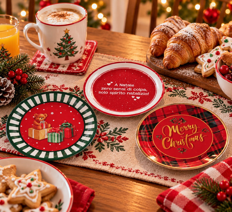 Ad Trend Piattini Natalizi in Carta Assortiti Ø18 cm 1 Confezione – Accessori Tavola Monouso di Natale
