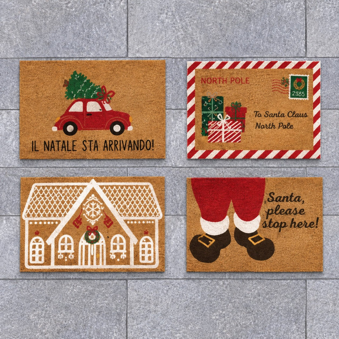 Ad Trend Zerbino Natalizio in Cocco Naturale Assortito 40x60 cm 1 Pz – Tappeto Ingresso Decorativo di Natale