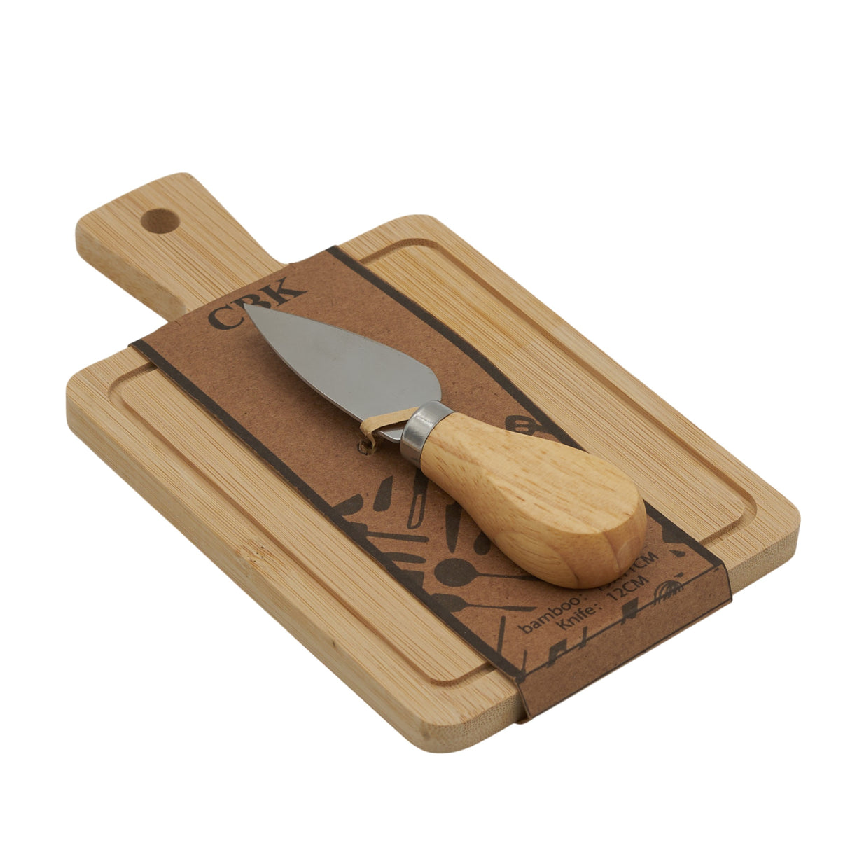 L'Arcolaio Set Coltellino da Formaggio con Vassoio in Bambù 19x11 cm Idea Regalo Gourmet