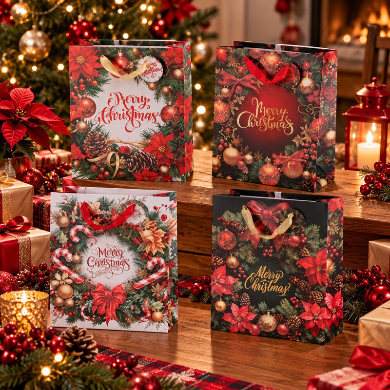 Ad Trend Borsa Regalo Natalizia in Carta Assortita 26x12xH32 cm 1 Pz – Sacchetto per Confezioni Regalo di Natale