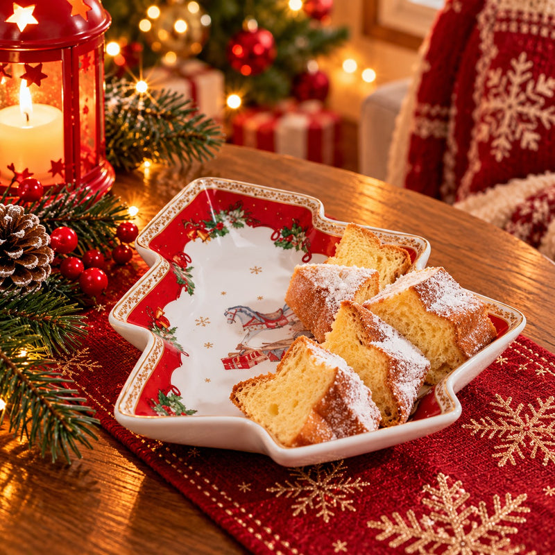 Ad Trend Piattino Natalizio a Forma di Albero di Natale in Ceramica 19x16 cm – Accessorio Decorativo per la Tavola di Natale