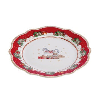 Ad Trend Piattino Rotondo Natalizio in Ceramica Ø19,5 cm – Accessorio Decorativo per la Tavola di Natale