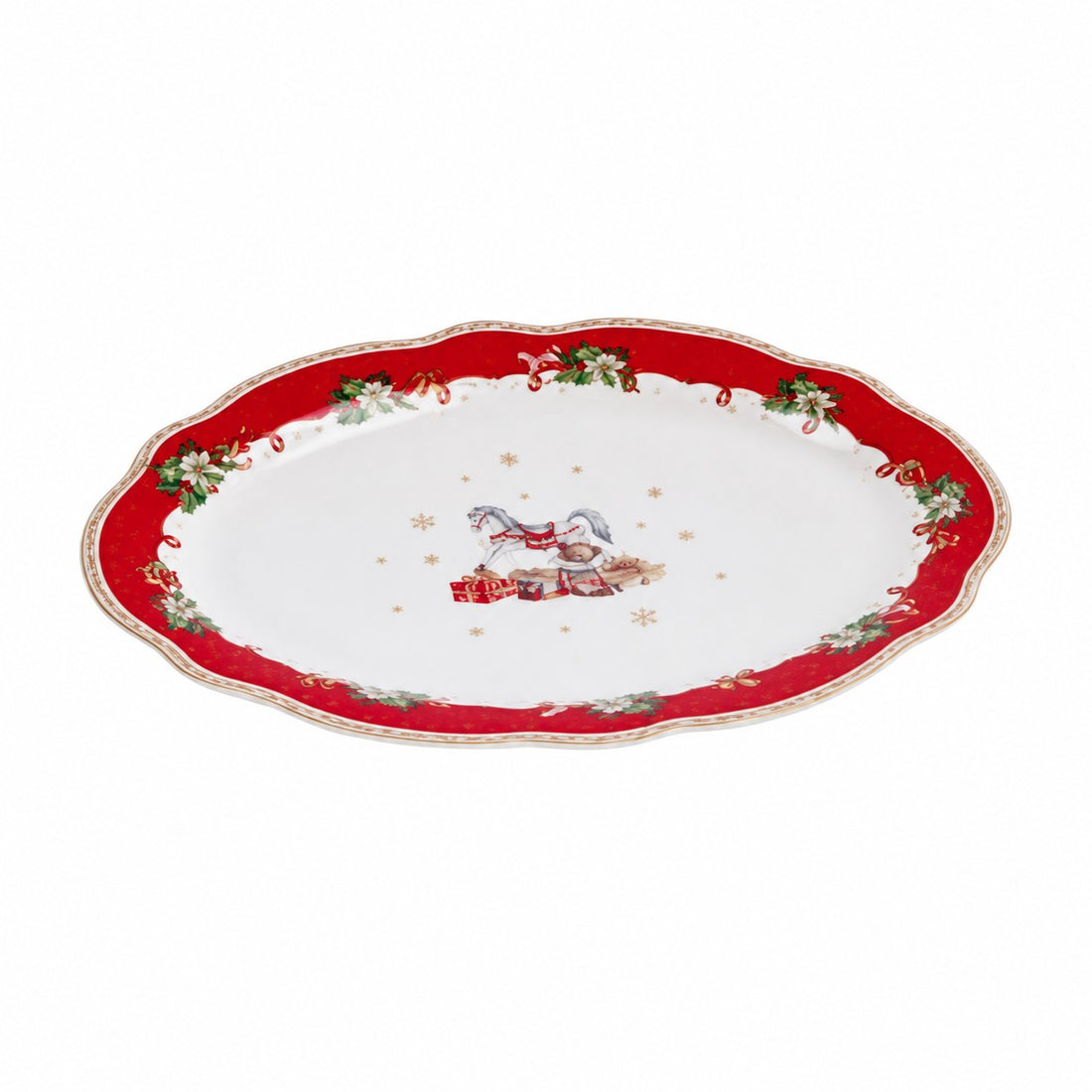 Ad Trend Piatto Ovale Natalizio in Porcellana 35x24 cm – Accessorio Decorativo per la Tavola di Natale