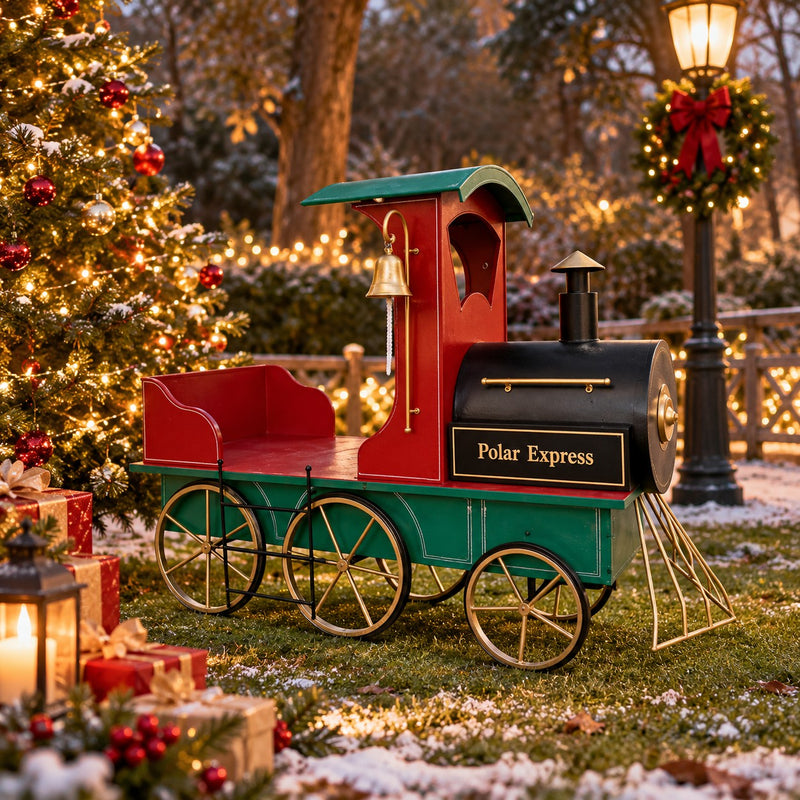 Ad Trend Locomotiva Natalizia Decorativa in Ferro 170x63xH131 cm – Decorazione di Natale per Interni ed Esterni