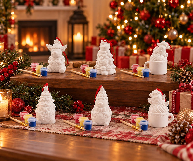 Ad Trend Set Decorazione Natalizia da Dipingere con Pennello e 3 Tempere Assortito 1 Pz – Kit Creativo Fai da Te di Natale