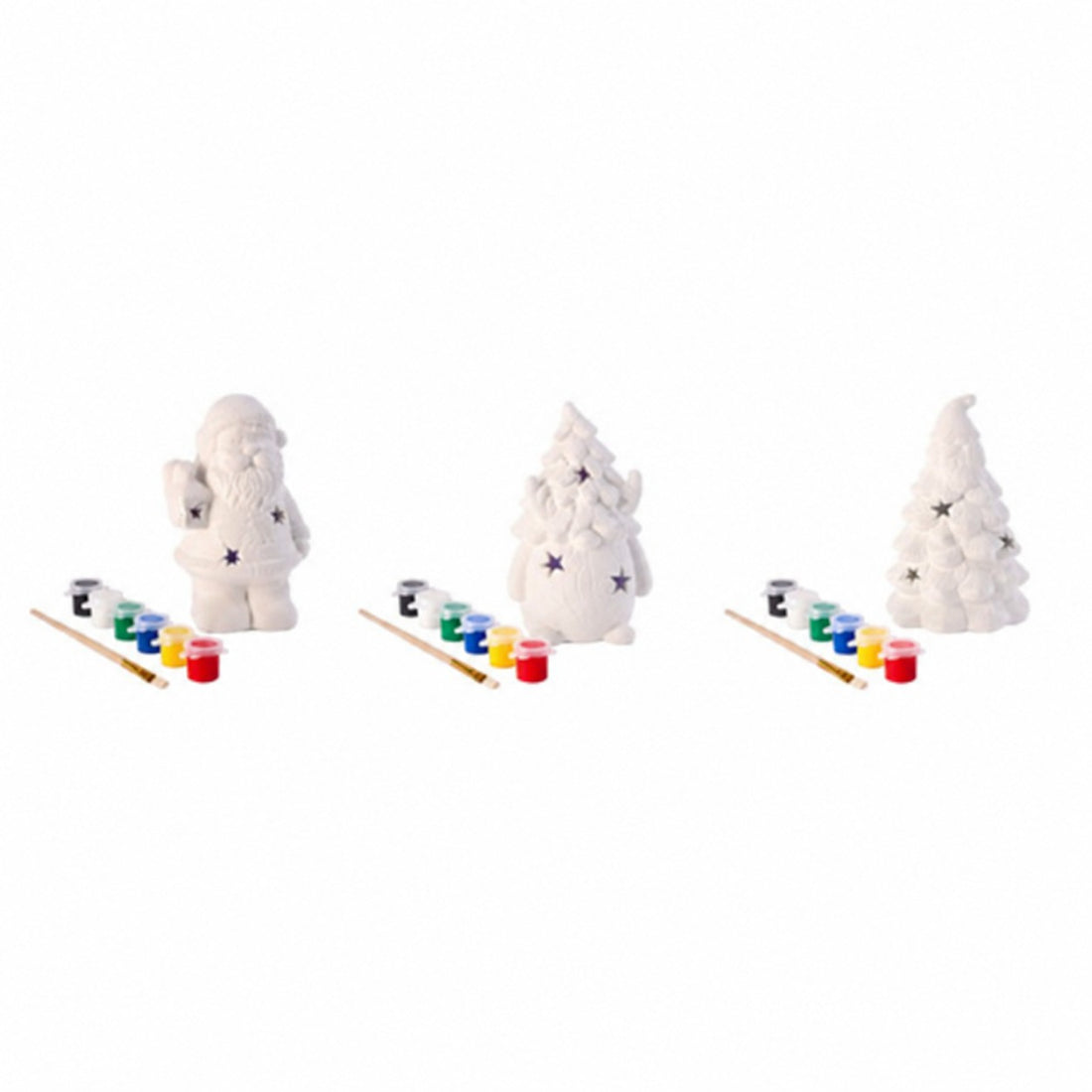 Ad Trend Decorazione Natalizia con LED da Dipingere, Pennello e 6 Tempere Assortita 1 Set – Kit Creativo Fai da Te di Natale