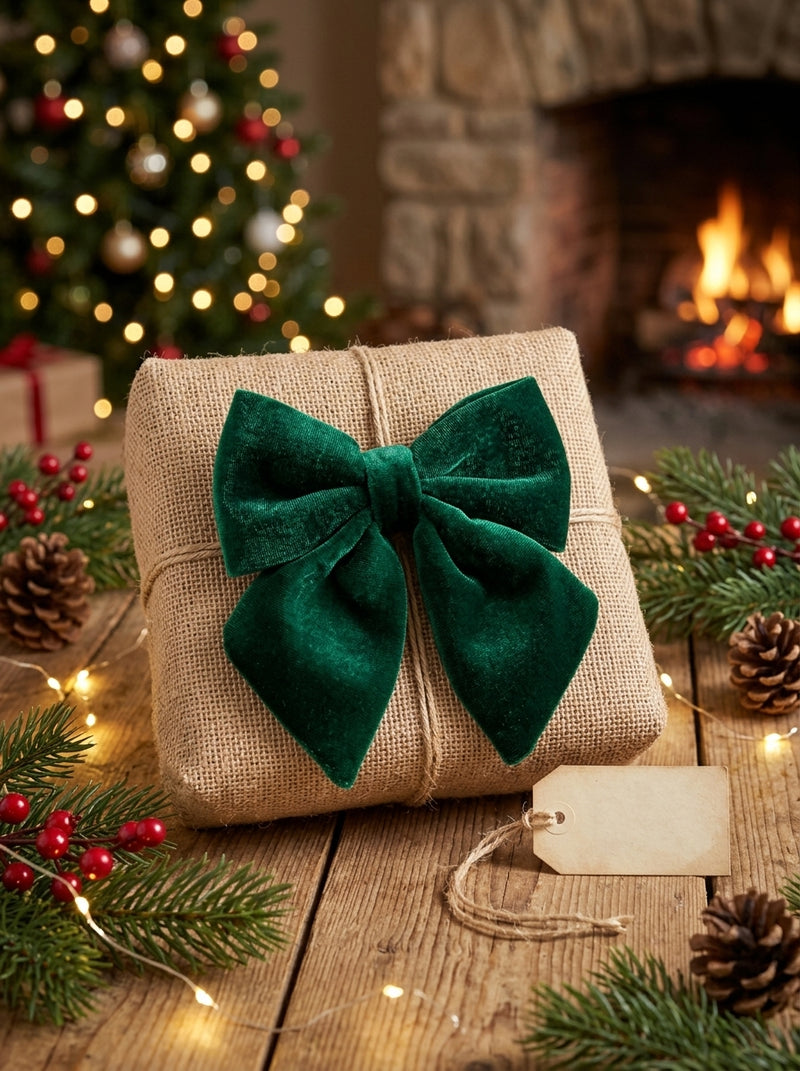 Ad Trend Fiocco Natalizio Verde in Velluto e Plastica 16x19 cm – Decorazione per Albero di Natale, Addobbi e Confezioni Regalo
