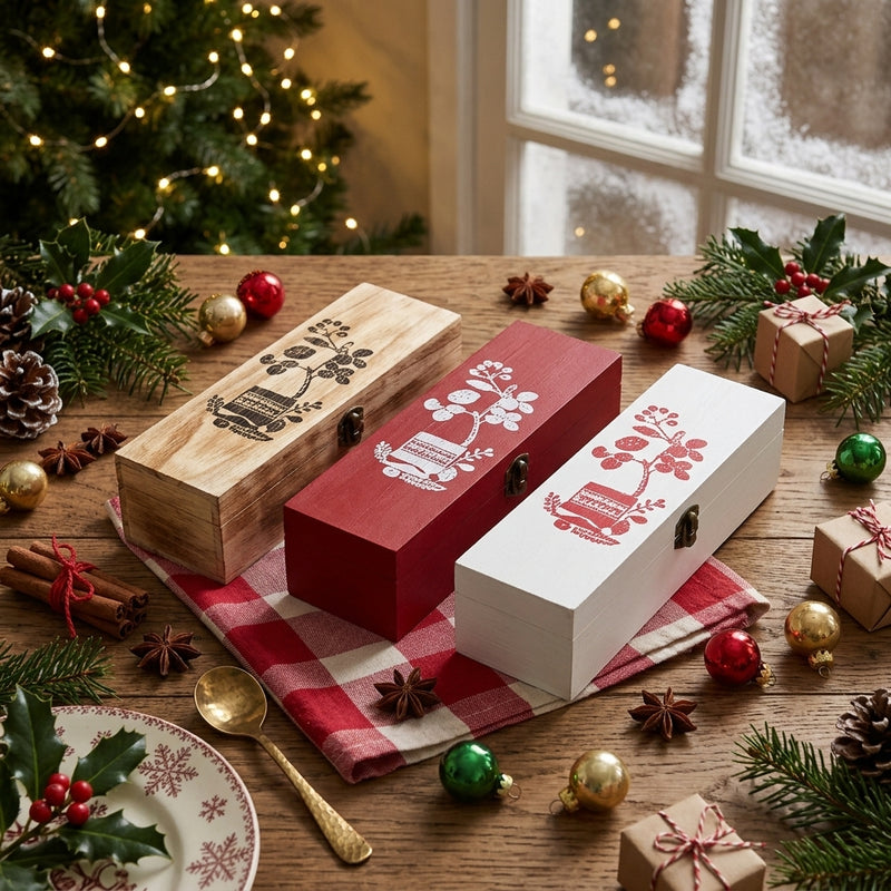 Ad Trend Portabottiglie Natalizio in Legno per 2 Bottiglie Assortito 36x20xH10 cm 1 Pz – Confezione Regalo di Natale