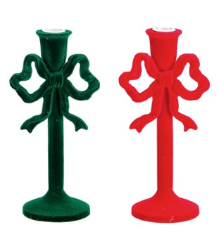 Ad Trend Portacandela Natalizio in Resina e Velluto Assortito 9x9xH24 cm 1 Pz – Decorazione per la Casa e la Tavola di Natale