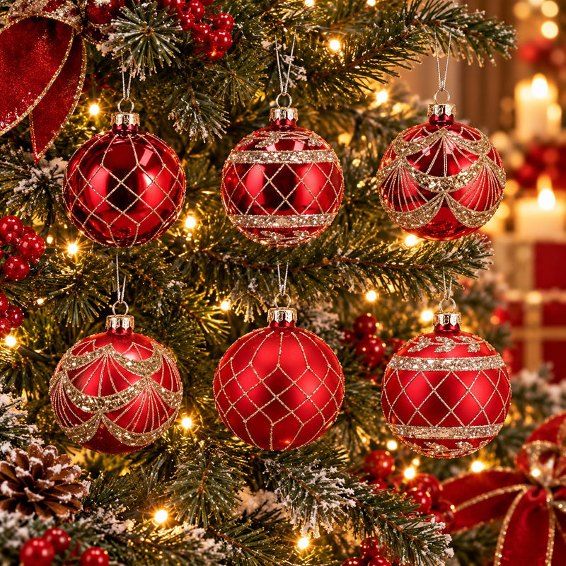 Ad Trend Pallina di Natale in Vetro Rosso Assortita Ø8 cm 1 Pz – Addobbo Decorativo per Albero di Natale