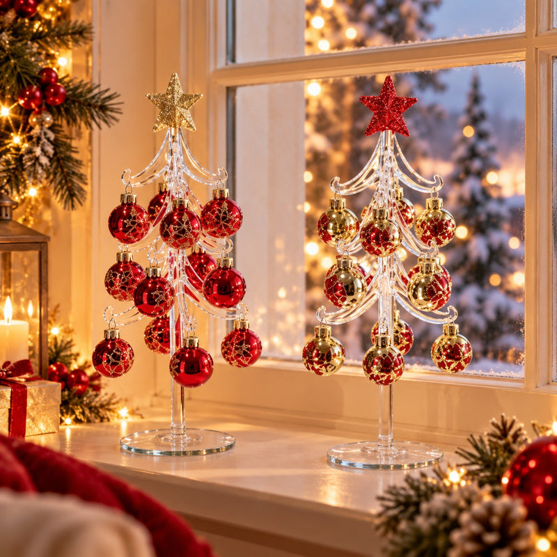 Ad Trend Alberello Natalizio Decorativo con Palline in Vetro Assortito Ø10xH26 cm 1 Pz – Decorazione di Natale per la Casa