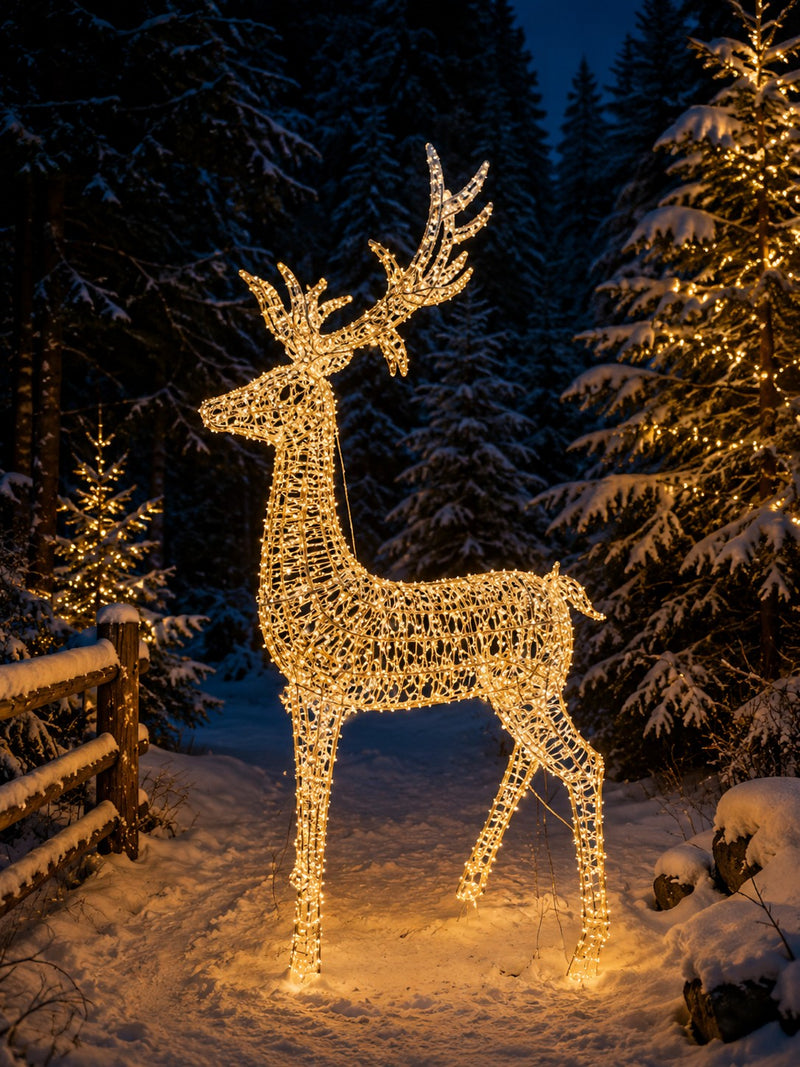 Ad Trend Renna Natalizia Luminosa Oro con 2400 LED Luce Calda IP44 110x340xH200 cm – Decorazione di Natale per Interno ed Esterno