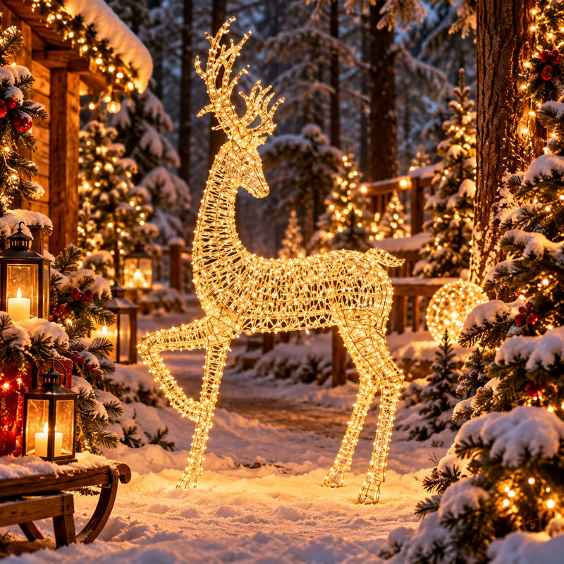 Ad Trend Renna Natalizia Luminosa Oro 5200 Led in Plastica IP44 123x40xH270 cm – Decorazione di Natale per Esterno e Giardino