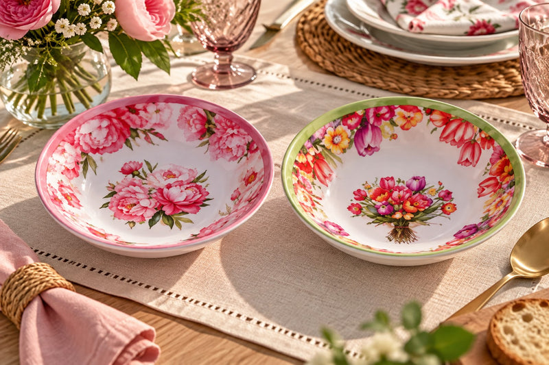 Ad Trend Piatto Fondo Leafy in Melamina Ø22xH5 cm – 1 Pezzo Assortito