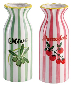 Ad Trend Vaso Decorativo in Ceramica con Decoro Assortito Ø10xH26 cm 1 Pz – Complemento d'Arredo per Fiori e Piante, Decorazione per la Casa