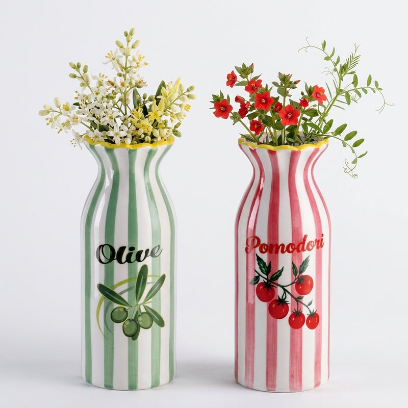 Ad Trend Vaso Decorativo in Ceramica con Decoro Assortito Ø10xH26 cm 1 Pz – Complemento d'Arredo per Fiori e Piante, Decorazione per la Casa