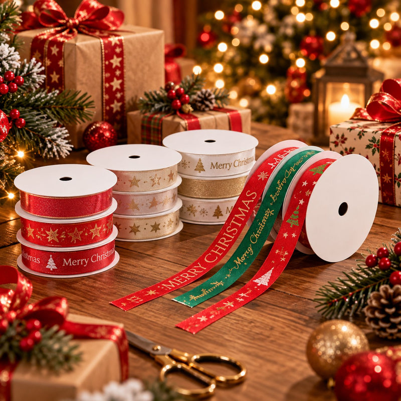 Ad Trend Set 3 Nastri Natalizi in Tessuto Assortiti 1,5x200 cm 1 Confezione – Nastri Decorativi per Albero di Natale, Addobbi e Confezioni Regalo