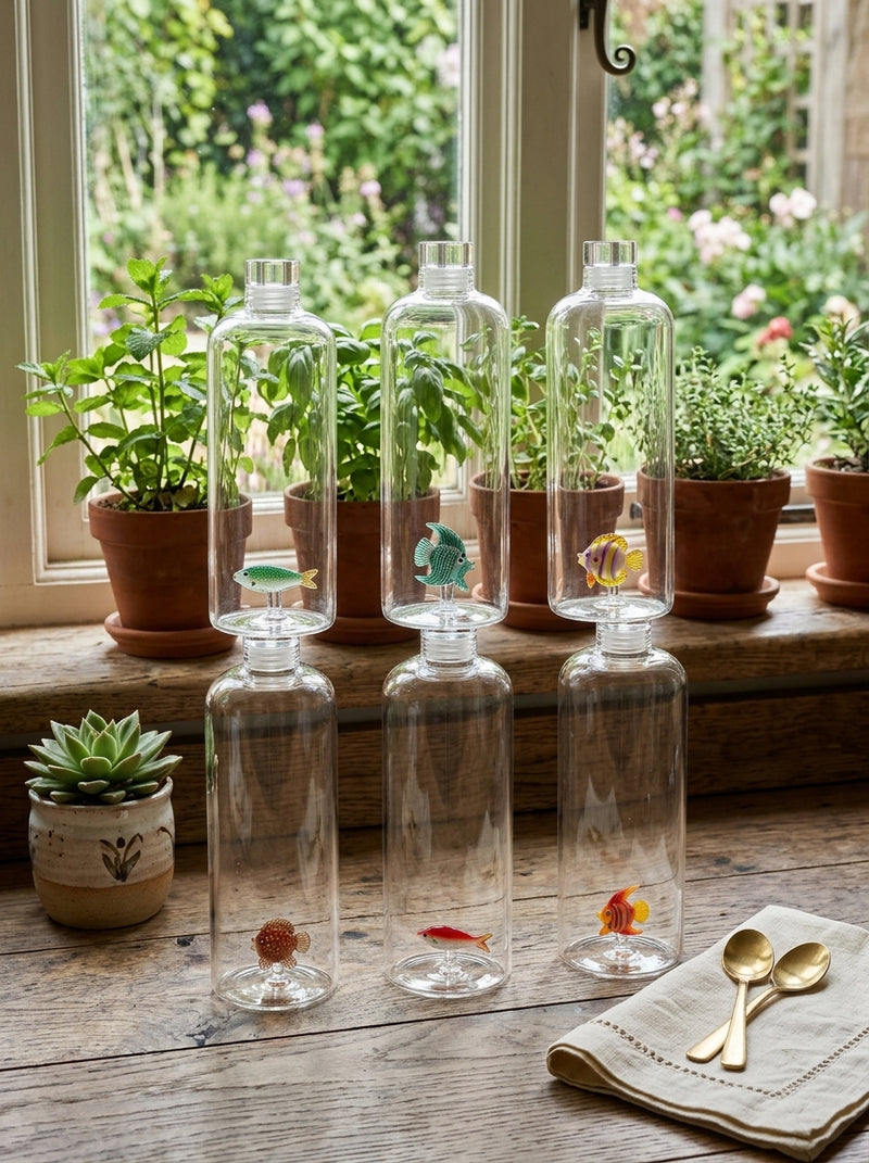 Ad Trend Bottiglia in Vetro con Figura 3D Assortita 1 Pz – Bottiglia Decorativa per Acqua e Bevande, Accessorio per la Tavola