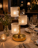 L'Arcolaio Gold & Crystal Lampada da Tavolo Three Cubes Design Moderno