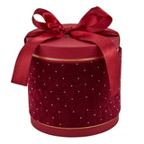 L'Arcolaio Scatola Natalizia Tonda in Velluto Piccola Velvet Red D 15,3x12,2 cm