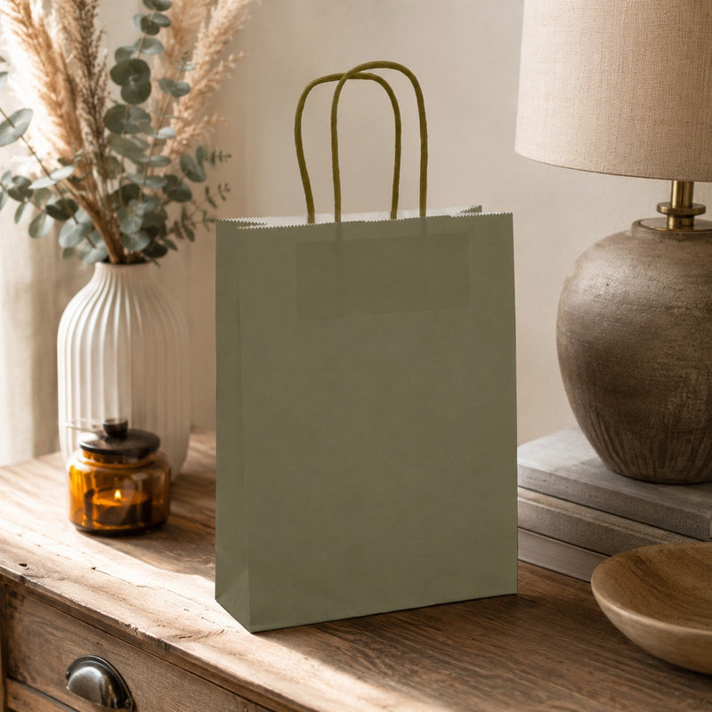 L'Arcolaio Shopper Kraft Verde Regali Natalizi 18x7x24 cm Cf 10 pz