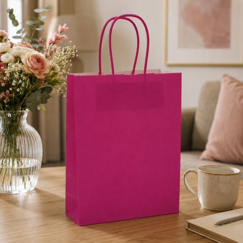 L'Arcolaio Shopper Kraft Fuxia Regali Natalizi 18x7x24 cm Cf 10 pz