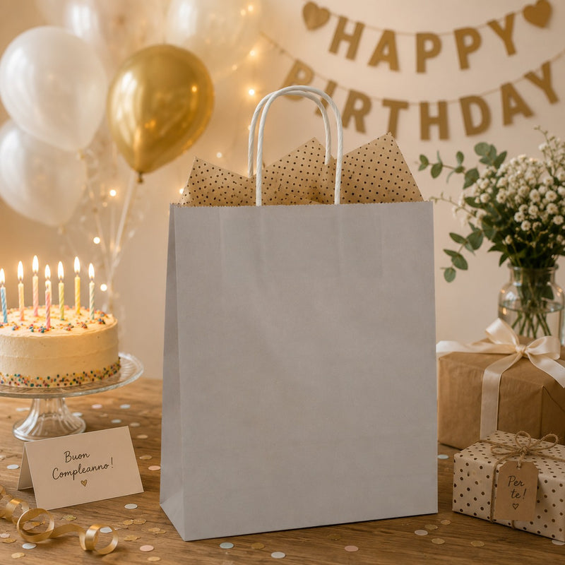 L'Arcolaio Shopper Kraft Tortora Regali Natalizi 22X10X29 Cf 10 Pz