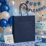 L'Arcolaio Shopper Kraft Blu Regali Natalizi 26X11X34 Cm Cf 10 Pz