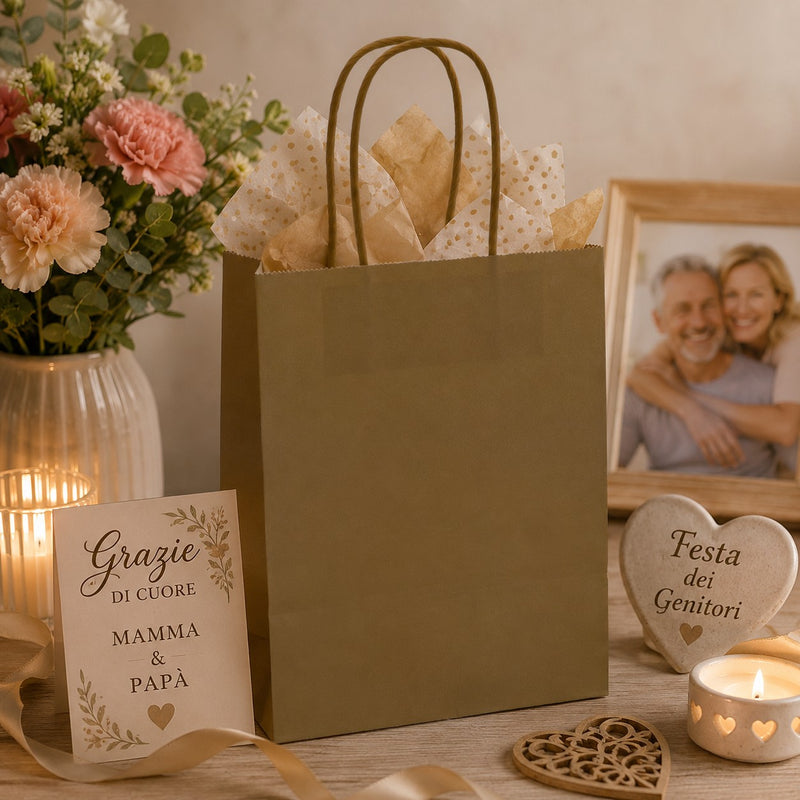 L'Arcolaio Shopper Kraft Oro Regali Natalizi 26X11X34 Cm Cf 10 Pz