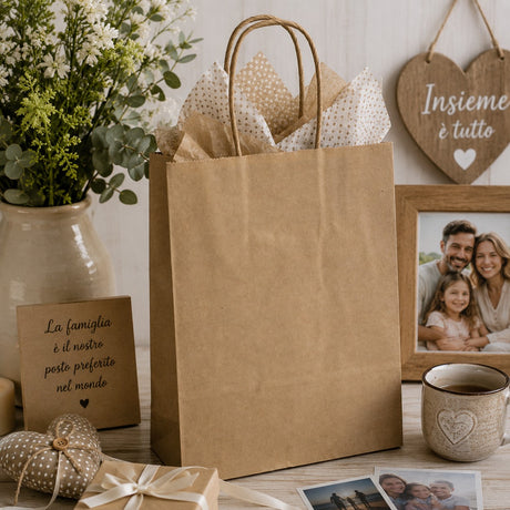 L'Arcolaio Shopper Kraft Avana Regali Natalizi 36X12X41 Cm Cf 10 Pz