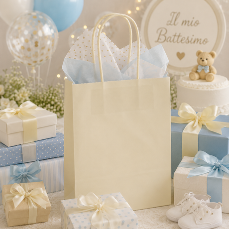 L'Arcolaio Shopper Kraft Panna Regali Natalizi  36X12X41 Cm Cf 10 Pz