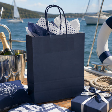 L'Arcolaio Shopper Kraft Blu Regali Natalizi  36X12X41 Cm Cf 10 Pz